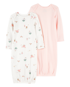 Baby 2-Pack Sleeper Gowns - Pink, image 1 of 5 slides