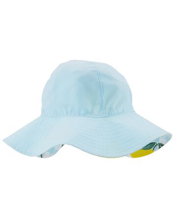 Toddler Reversible Lemon Gingham Sun Hat, 