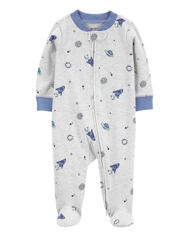 Baby Planet 2-Way Zip Cotton Blend Sleep & Play Pajamas, image 1 of 4 slides