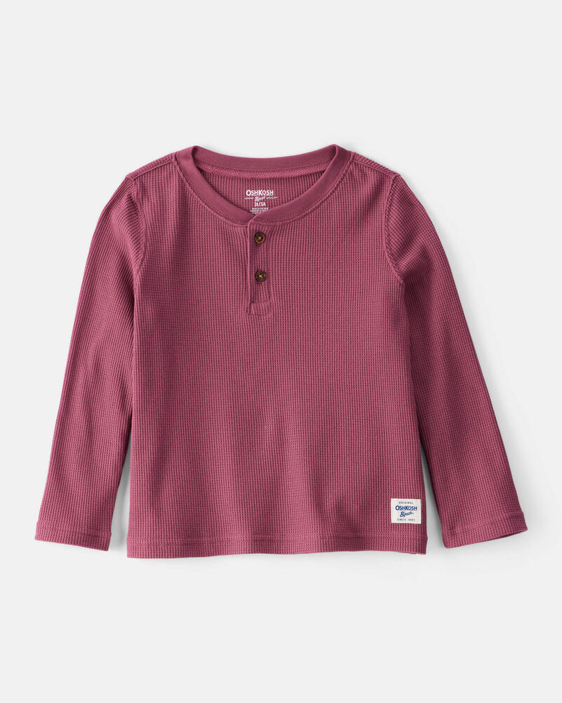 Toddler Boy Long-Sleeve Henley T-Shirt - Red, image 1 of 3 slides