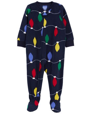 Baby 1-Piece Christmas Lights Fleece Footie Pajamas, 