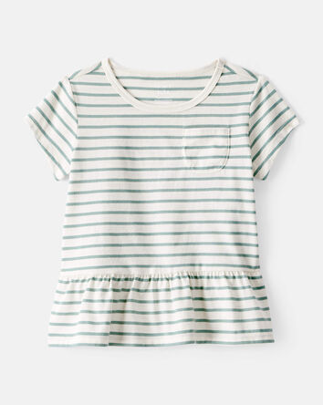 Toddler Girl Striped Short-Sleeve Peplum Top - White/Green, 