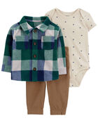 Baby 3-Piece Plaid Fleece Little Jacket Set, image 1 of 4 slides