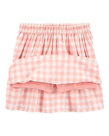 Kid 2-Piece Gingham Skort Outfit Set - Pink, 