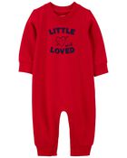 Heart French Terry Long-Sleeve Jumpsuit - Red, image 1 of 3 slides