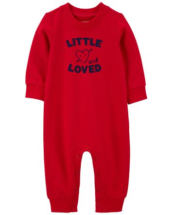 Heart French Terry Long-Sleeve Jumpsuit - Red, 