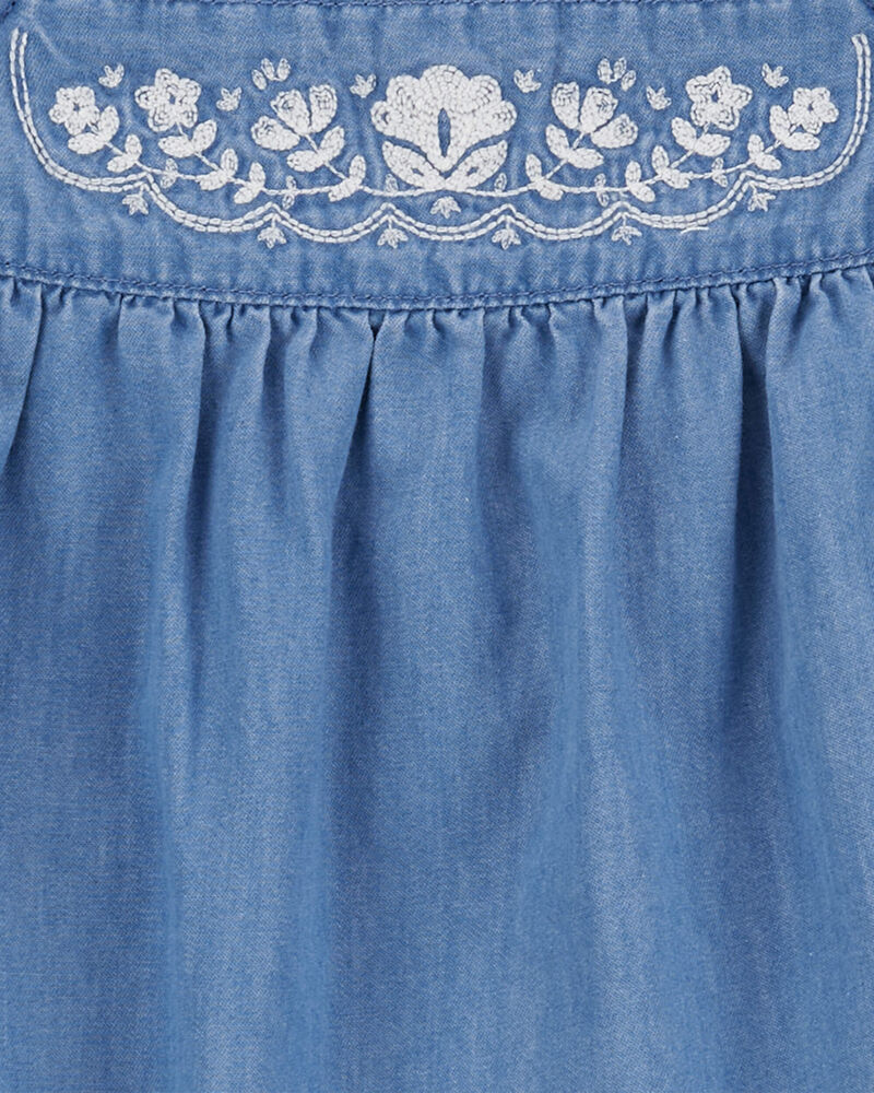 Toddler Embroidered Chambray Dress, image 3 of 4 slides