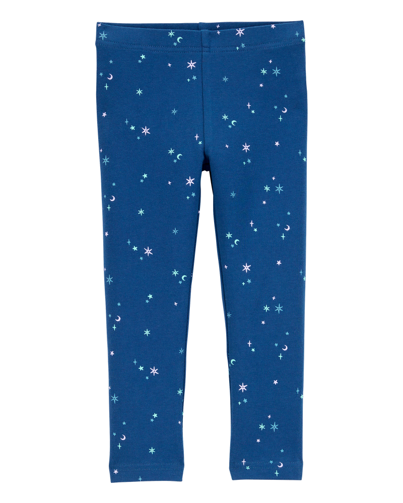Baby Starry Print Knit Leggings - Blue, image 1 of 4 slides