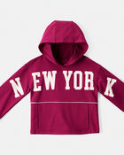 Girls New York Cotton Long-Sleeve Hoodie - Red, image 2 of 4 slides