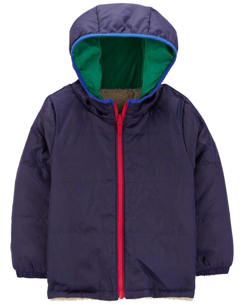 Toddler Colorblock Faux Sherpa Mid-Weight Jacket, image 3 of 4 slides