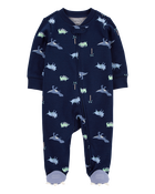 Baby Dinosaur 2-Way Zip Cotton Sleep & Play Pajamas, image 1 of 5 slides