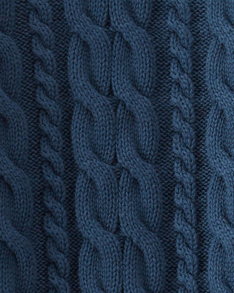 Kid Organic Cotton Cable Knit Sweater in Dark Sea Blue, image 3 of 4 slides