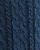 Kid Organic Cotton Cable Knit Sweater in Dark Sea Blue, image 3 of 4 slides