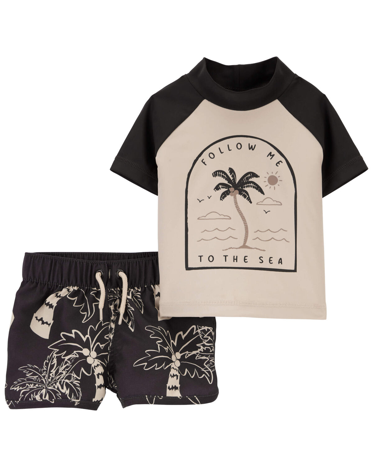 Black Baby 2-Piece Palm Tree Rashguard Set | carters.com