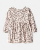 Baby Girl Leopard Print Long-Sleeve Dress - Brown, image 2 of 4 slides