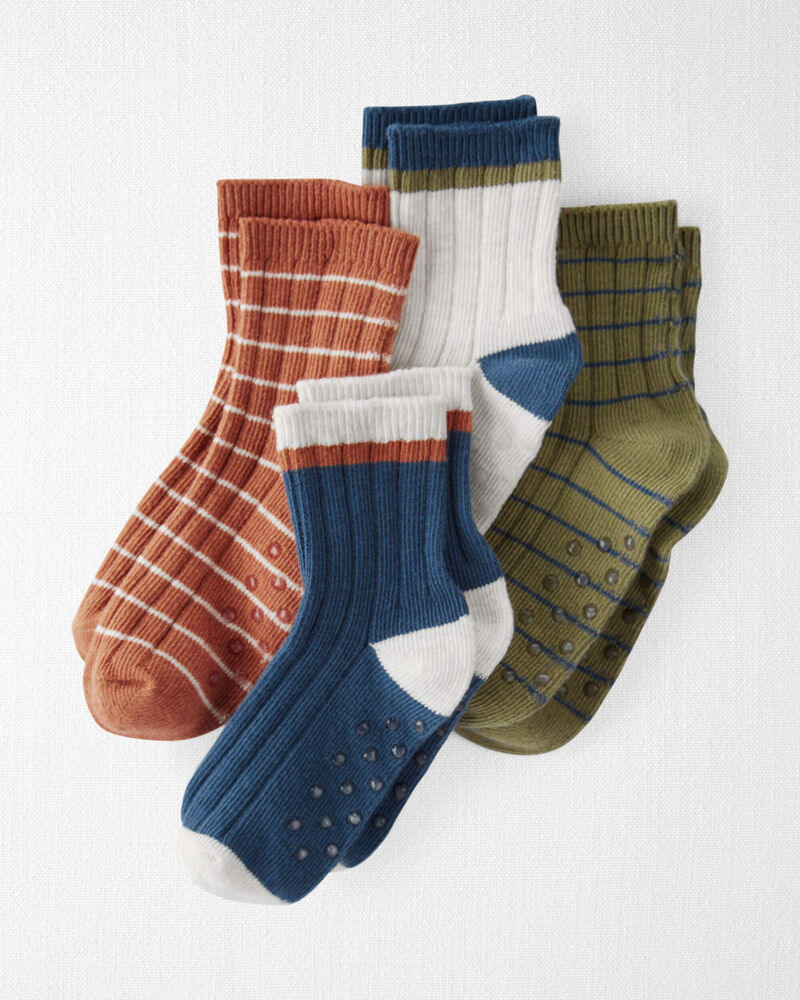 Toddler 4-Pack Slip Resistant Socks in Stripes, image 1 of 3 slides