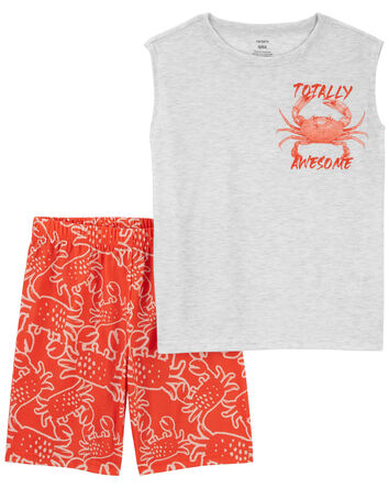 Kid 2-Piece Crab Loose Fit Pajama Set, 