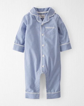 Baby Gingham Print Organic Cotton Coat Style Sleep & Play Pajamas, 