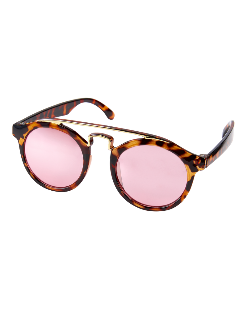Tortoise Shell Round Sunglasses, image 1 of 1 slides