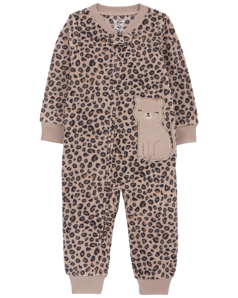 Baby 1-Piece Cheetah Print Fleece Footless Pajamas
, image 1 of 5 slides