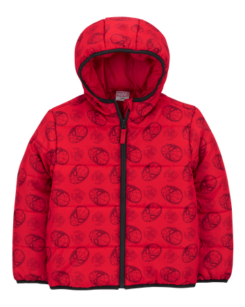 Kid Spider-Man Puffer Jacket - Red, 