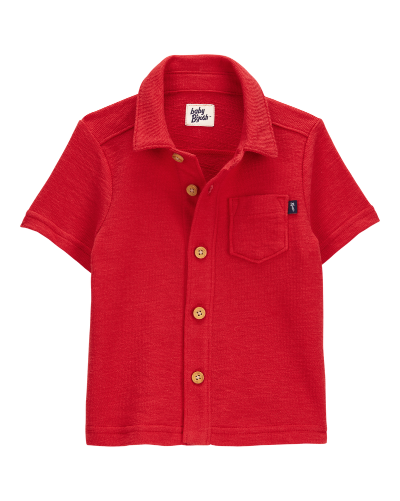 Baby Knit Button-Front Shirt-Red, image 1 of 3 slides