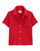 Baby Knit Button-Front Shirt-Red, image 1 of 3 slides