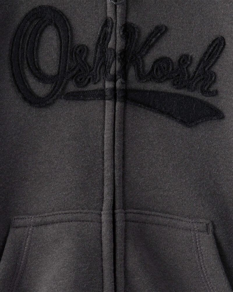 Toddler Boy OshKosh Fleece Logo Zip Jacket - Black, image 2 of 3 slides