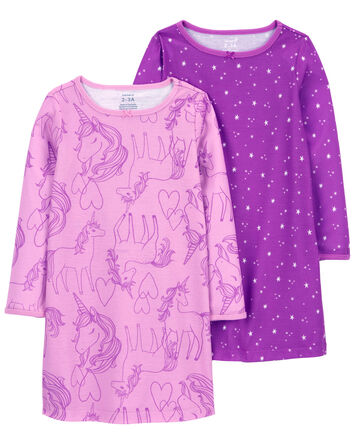 Kid 2-Pack Long-Sleeve Nightgowns, 