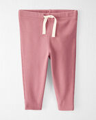 Baby Organic Cotton Rib Drawstring Leggings in Dark Blush, image 1 of 5 slides