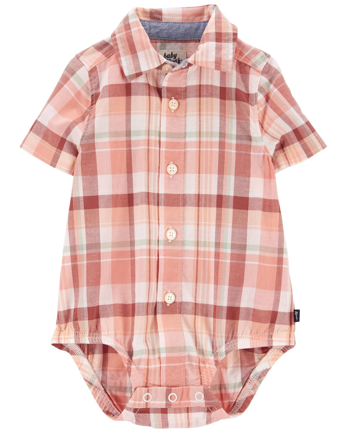 Multi Baby Plaid ButtonFront Bodysuit
