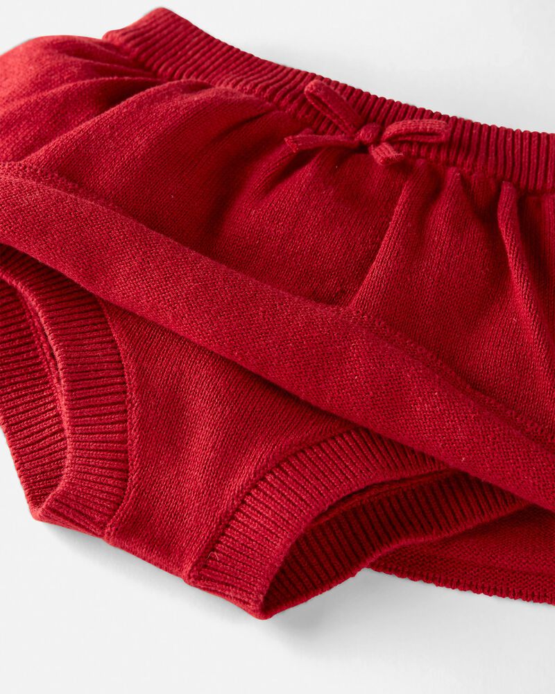 Baby Red Organic Cotton Sweater Knit Skirt, image 2 of 3 slides