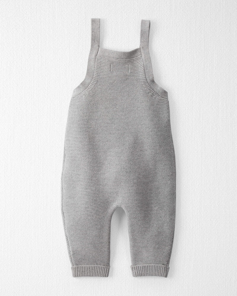 Baby Organic Cotton Sweater Knit Overalls in Heather Grey, image 3 of 6 slides