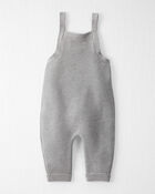 Baby Organic Cotton Sweater Knit Overalls in Heather Grey, image 3 of 6 slides