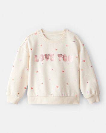 Toddler Girl Heart Long-Sleeve Pullover Sweatshirt - Ivory, 