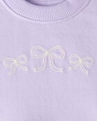 Baby Girl Bow Print Tulle Cotton Dress - Purple, image 4 of 6 slides