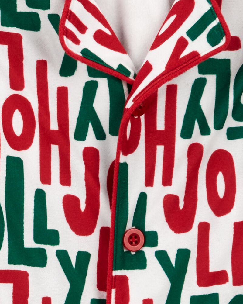 Kid 2-Piece Holly Jolly Fleece Coat Style Pajamas, image 2 of 3 slides