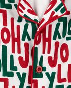 Kid 2-Piece Holly Jolly Fleece Coat Style Pajamas, image 2 of 3 slides