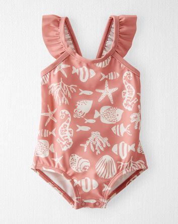 Baby Seashell Print Recycled Swimsuit, 