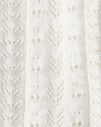 Baby Pointelle Button-Down Collared Cardigan - Ivory, 