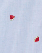 Baby Watermelon Print Button-Front Bodysuit, image 2 of 2 slides