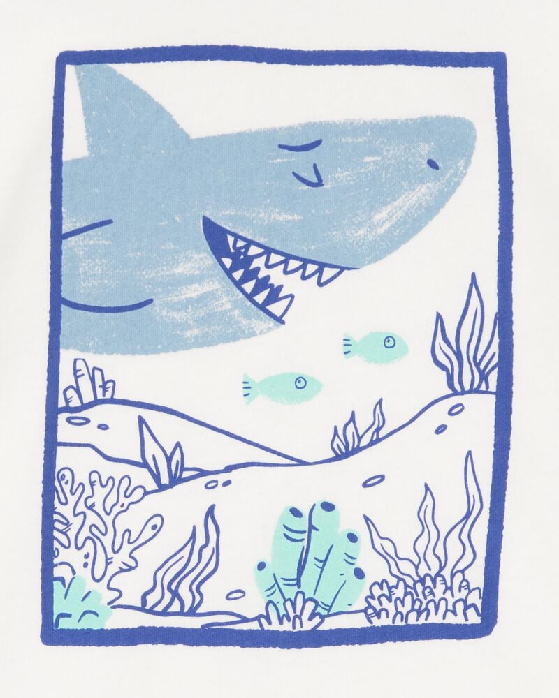 Toddler Boy Shark Short-Sleeve Graphic Tee - Ivory, image 2 of 3 slides