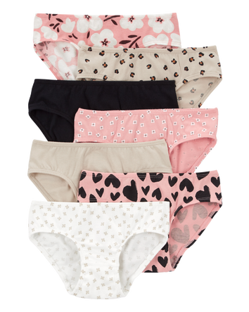 Kid 7-Pack Leopard Hipster Stretch Cotton Undies, 
