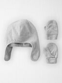 Heather Grey - Toddler 2-Pack Recycled Fleece Hat and Mittens Set