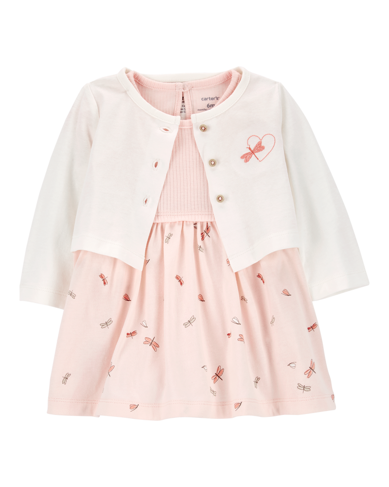 Baby 2-Piece Bodysuit Dress & Cardigan Set, image 1 of 5 slides
