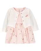 Baby 2-Piece Bodysuit Dress & Cardigan Set, image 1 of 5 slides