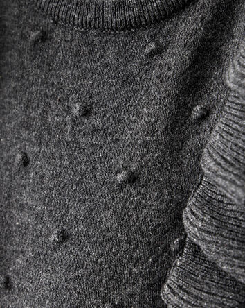 Baby Girl Ruffle Cotton Long-Sleeve Bodysuit - Grey, 