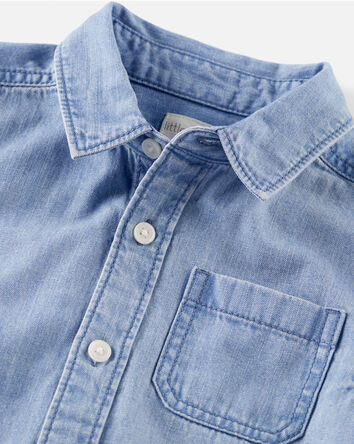 Toddler Organic Cotton Chambray Button-Front Shirt, 