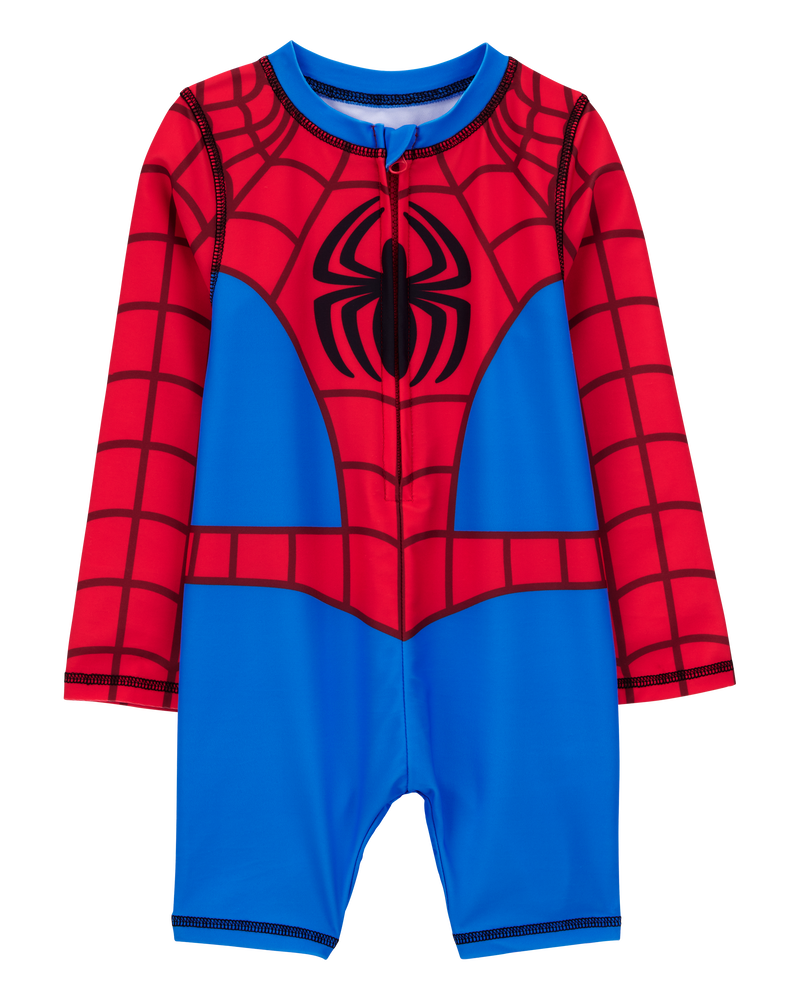Toddler Marvel™ Spider-Man 1-Piece Rashguard Swimsuit - Blue/Red, image 1 of 2 slides