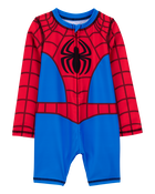 Toddler Marvel™ Spider-Man 1-Piece Rashguard Swimsuit - Blue/Red, image 1 of 2 slides